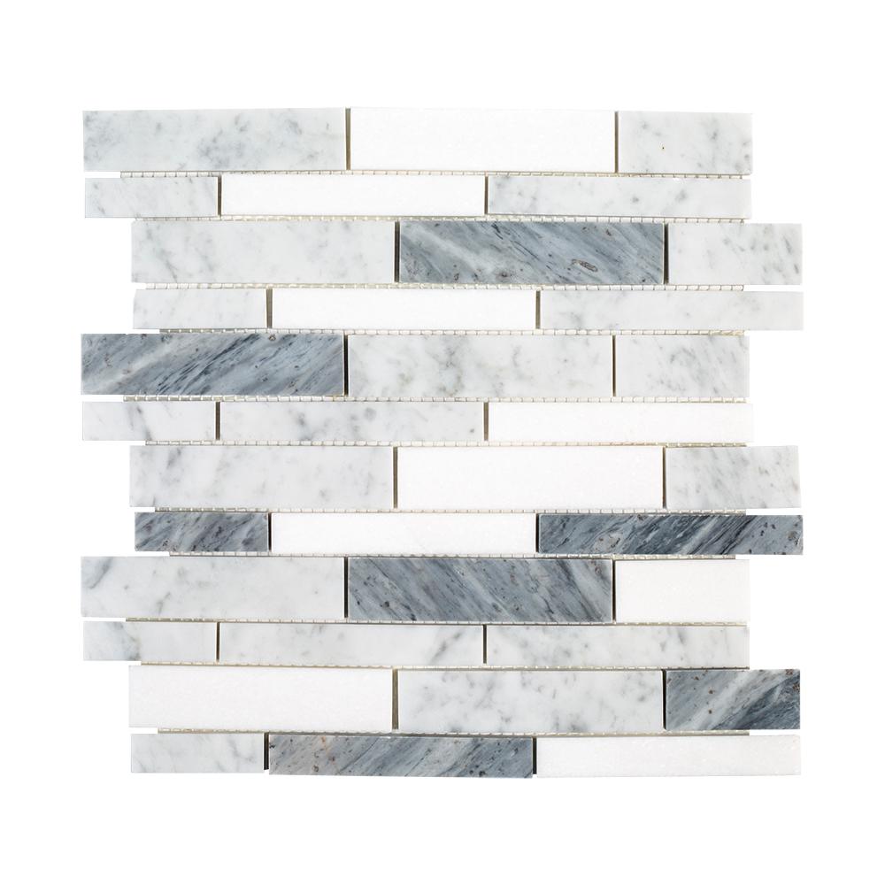 Lombard Fog 11875 In X 1175 In X 8mm Semi Polished Natural Stone Linear Mosaic Tile Home Depot