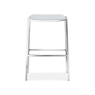 Dessau Backless Counter Stool Chunky, Brushed Nickel Counter Stools White