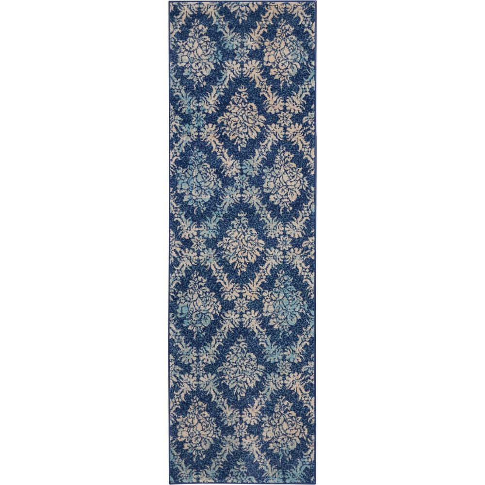 Nourison Tranquil TRA09 Navy Blue 7' Runner Hallway Rug, Blue/Light