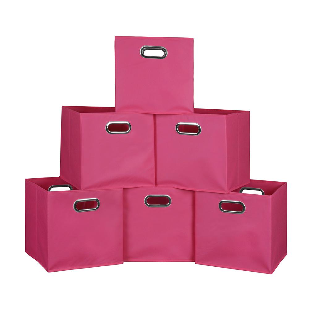 Cubo 12 in. x 12 in. Pink Foldable Fabric Bins (6-Pack) - Home Depot ...