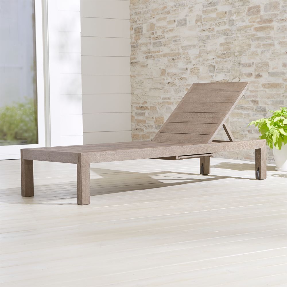 Regatta Grey Wash Teak Wood Outdoor Chaise Lounge Crate and