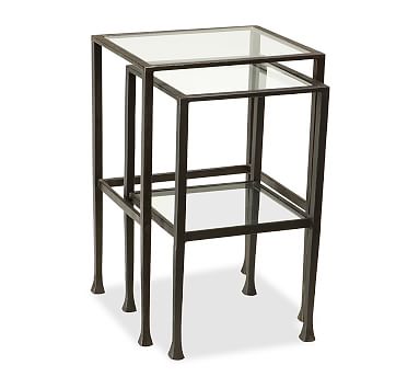 TANNER METAL & GLASS NESTING TABLES, SET OF 2, MATTE IRON-BRONZE FINISH ...