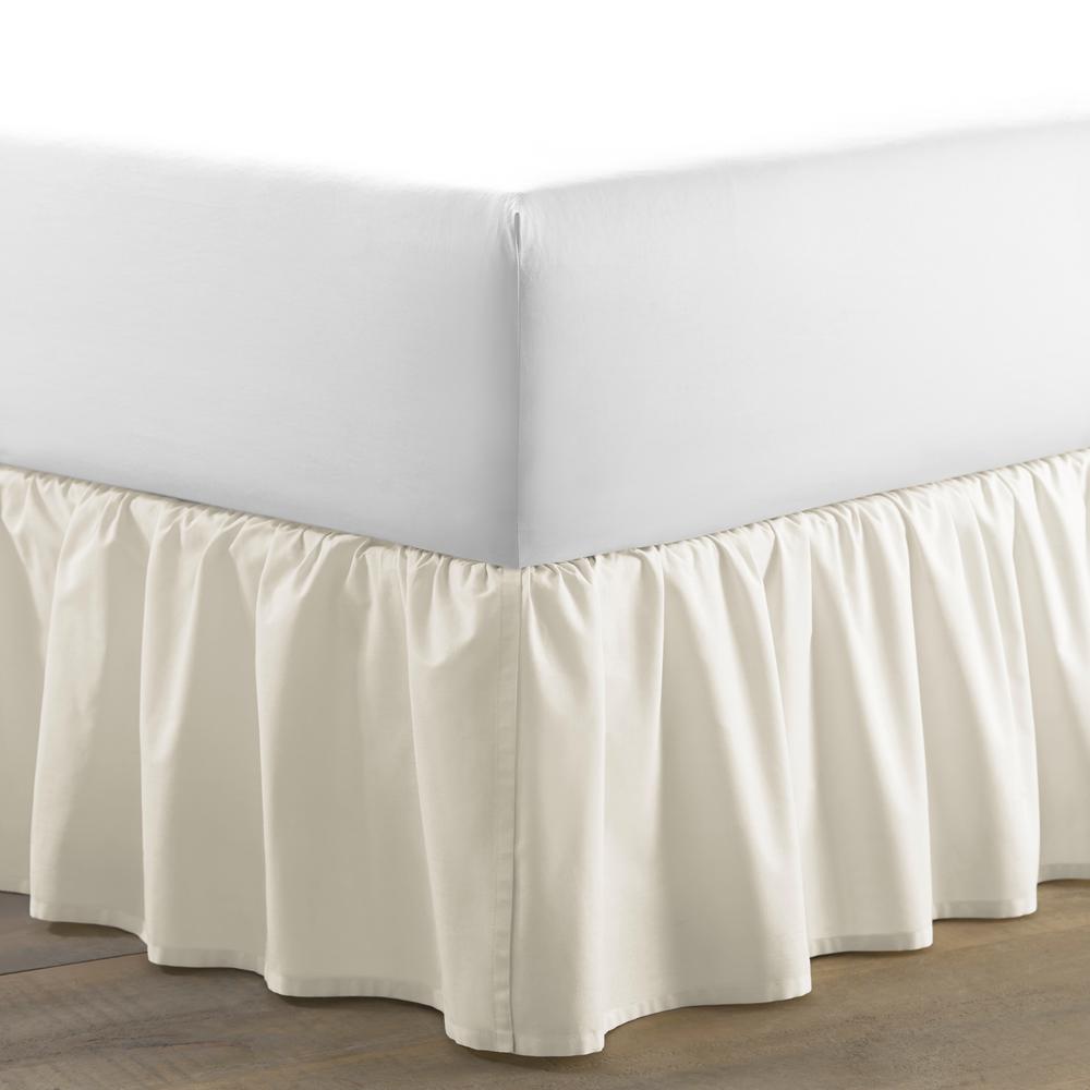 60 in. x 80 in. Solid White Queen Ruffled Bed Skirt Home Depot