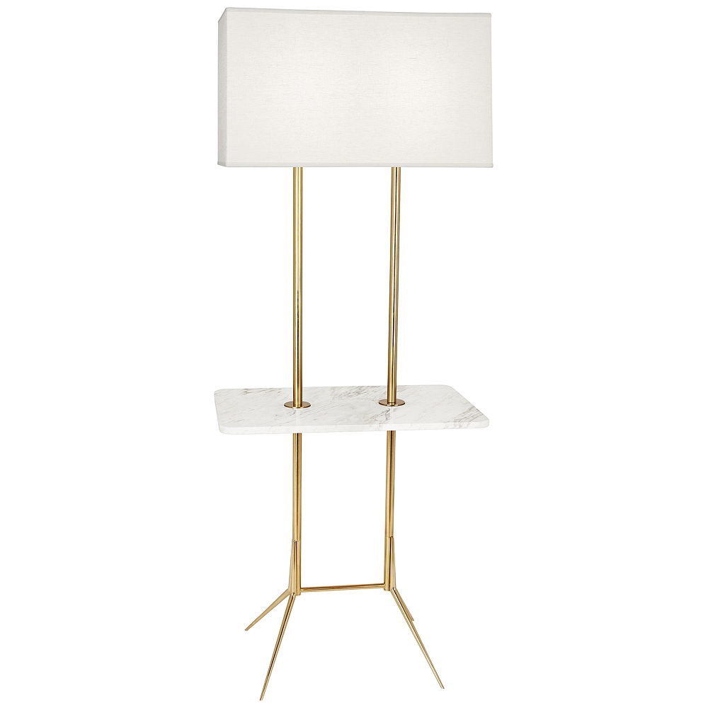 Martin Modern Brass Floor Lamp with Marble Tray Table - Style # 41C82
