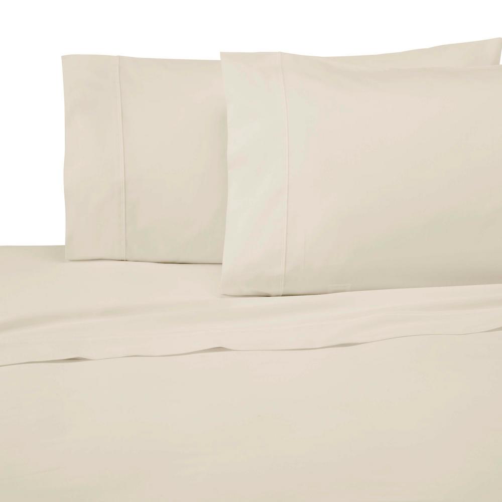 300 Thread Count 4Piece Cream (Ivory) Cotton King Sheet Set Home Depot