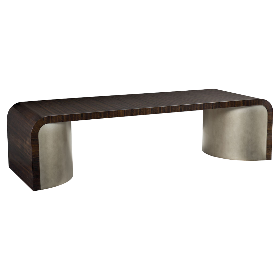 Goode Modern Classic Dark Wood Bronze Curved Rectangular Waterfall ...