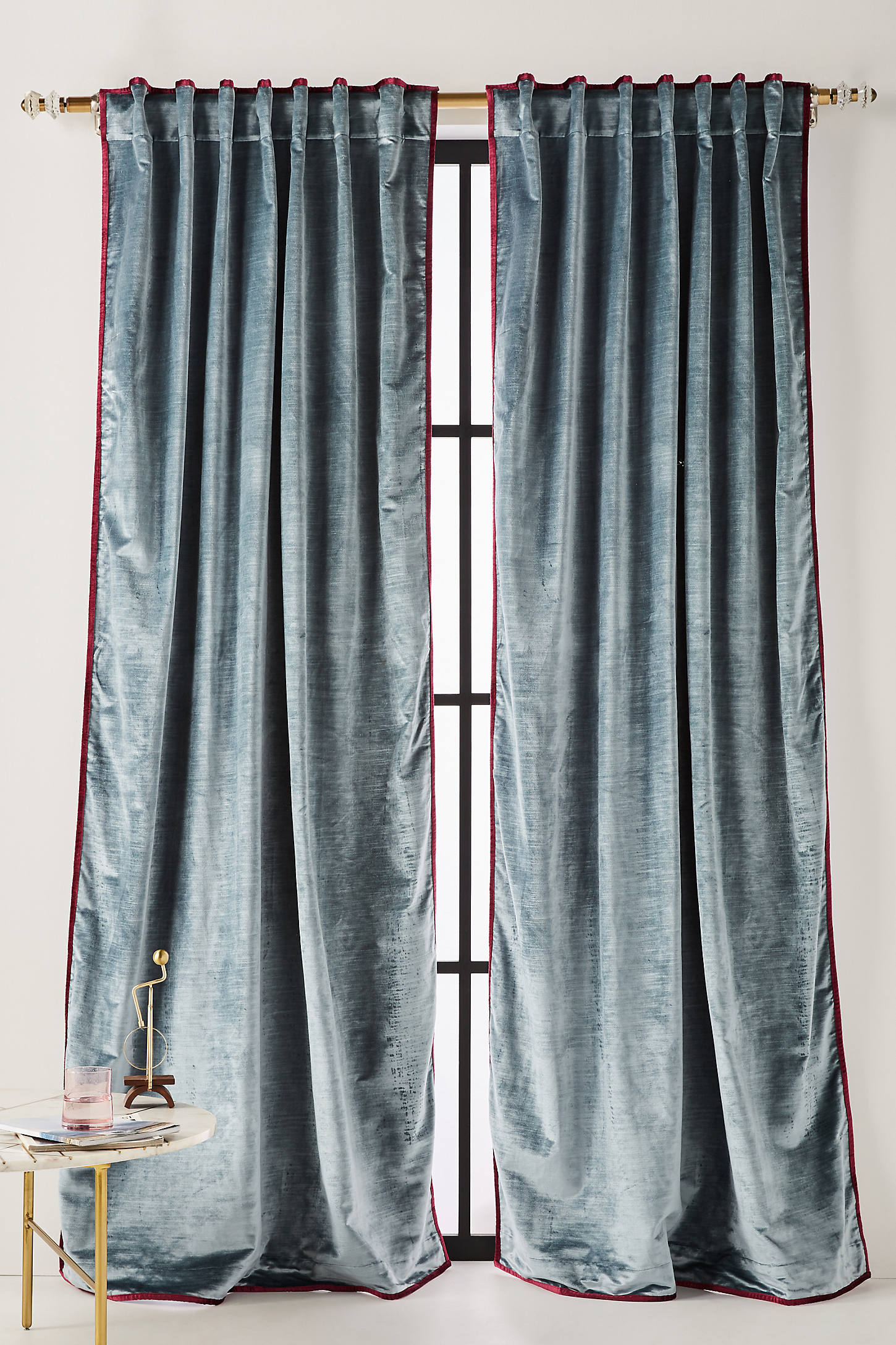 Petra Velvet Curtain Light Grey Anthropologie Havenly