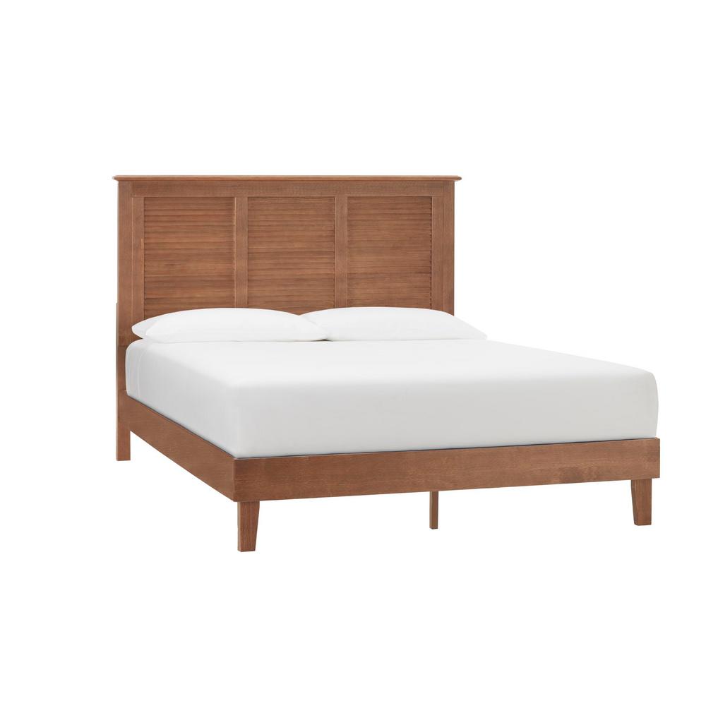 StyleWell Dorstead Walnut (Brown) Wood King Bed with Shutter Back (80. ...