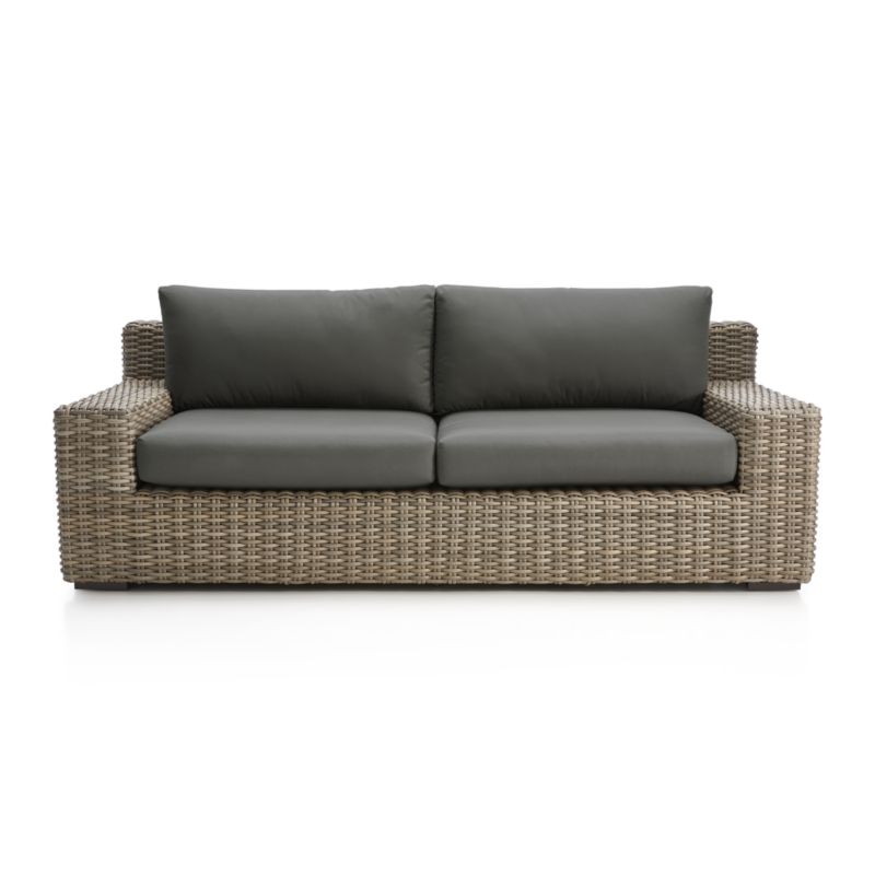 Abaco Resin Wicker Outdoor Sofa with Graphite Sunbrella ® Cushions