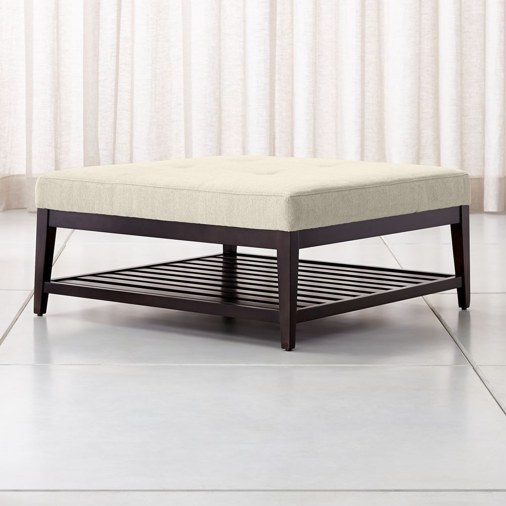 Nash Square Tufted Ottoman with Slats Crate and Barrel Havenly