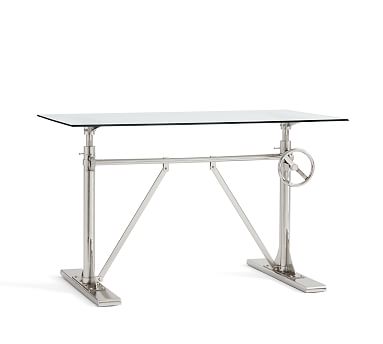 Pittsburgh Crank Standing Desk Glass Nickel By Pottery Barn