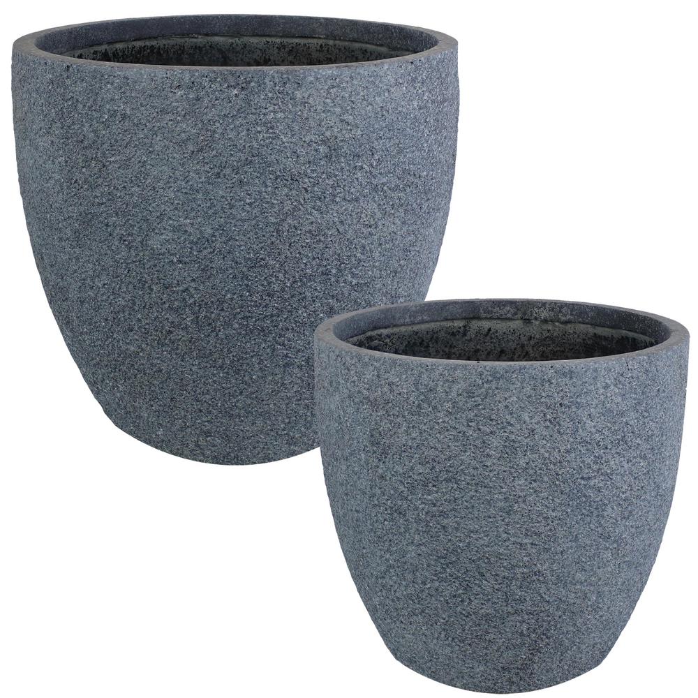 Sunnydaze Decor Estate 15 in. and 17 in. Gray Sandstone Fiber Clay