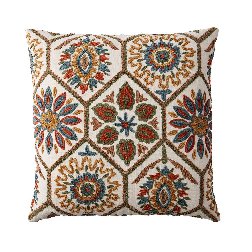 Embroidered Decorative Pillow Cover in Multi Suzani, 20 in. x 20 in ...