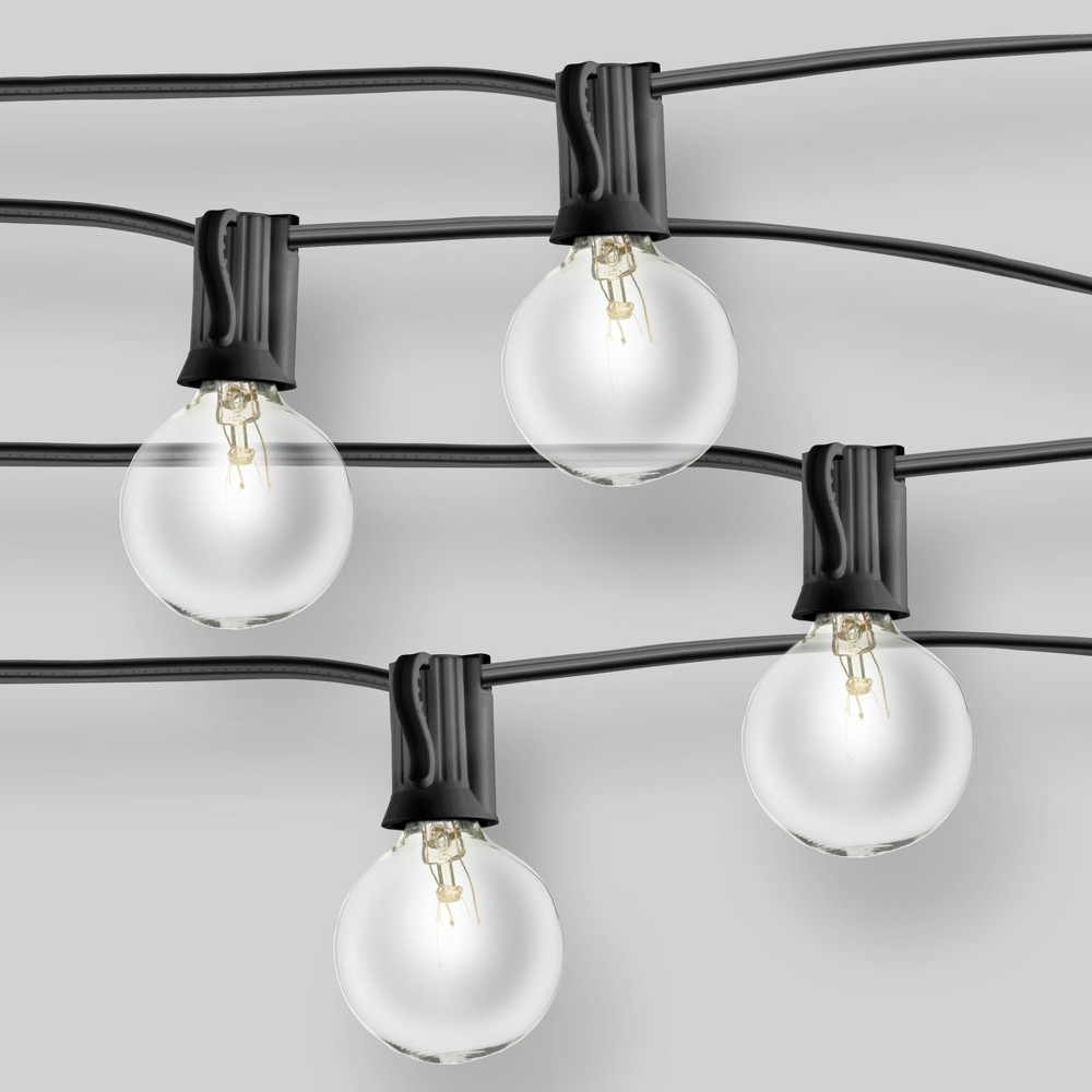 20ct String Lights G40 Clear Bulbs Black Wire 16.8' Room