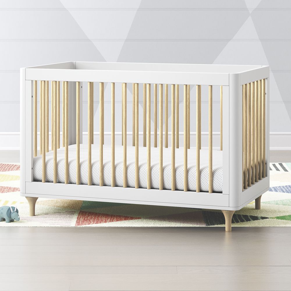 Babyletto Lolly White & Natural Wood 3in1 Convertible Baby Crib with