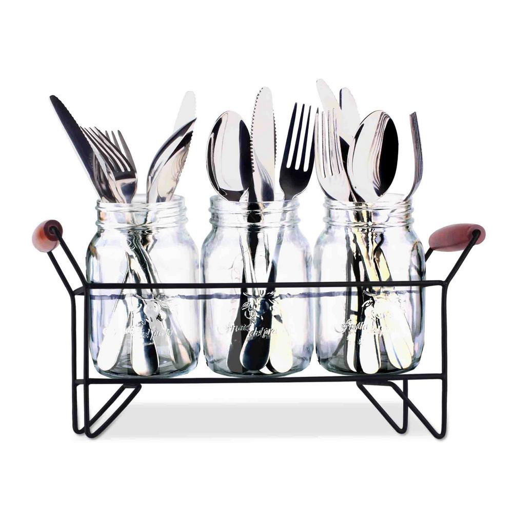 Mason Jar Cutlery Caddy, Clear Home Depot Havenly