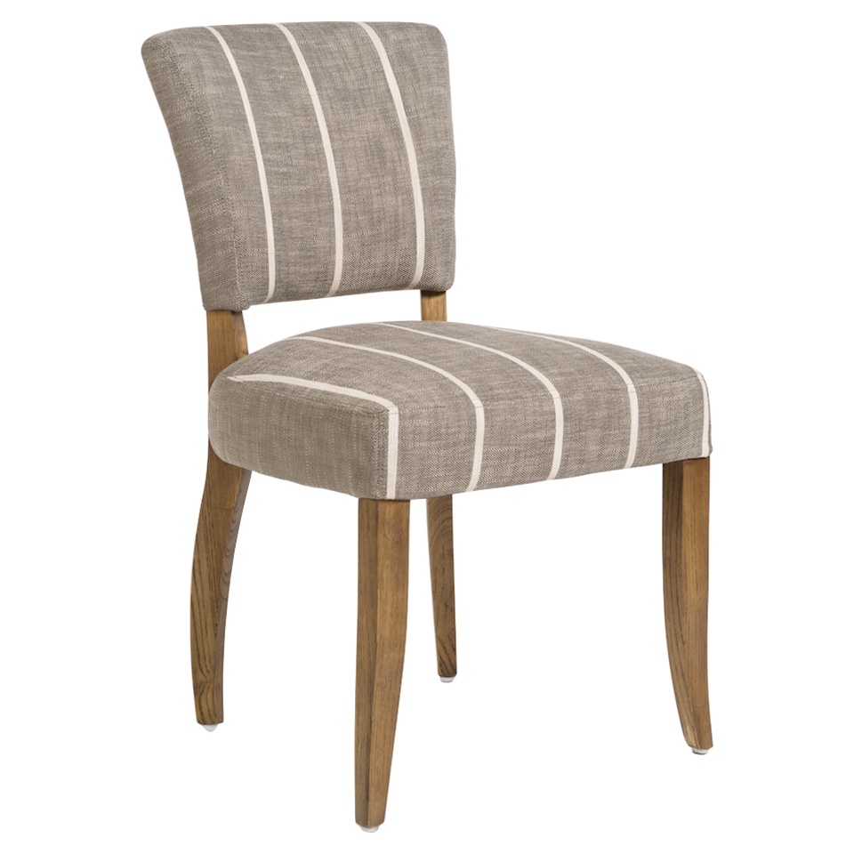 Ashton Modern White Striped Grey Upholstered Wood Dining Side Chair