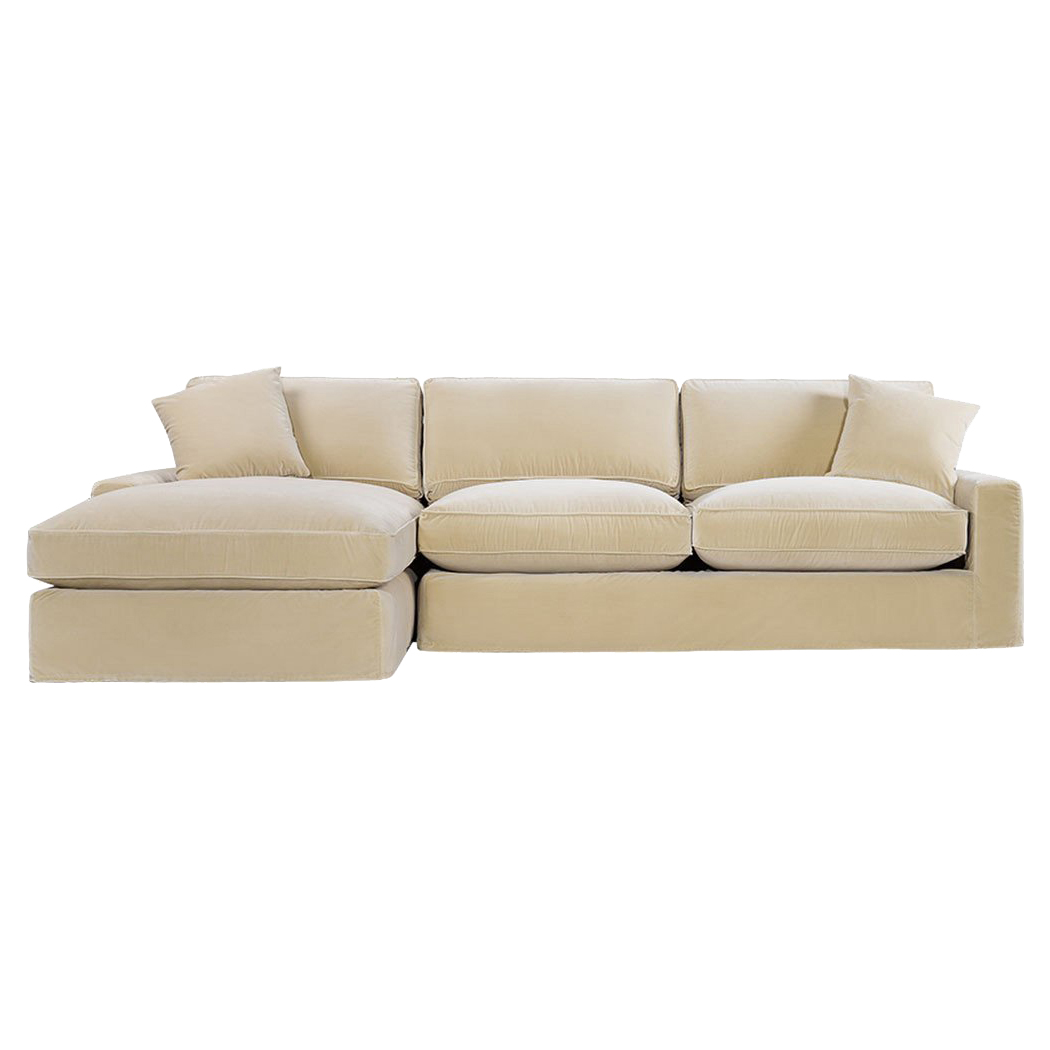 Zara Modern Classic Beige Velvet Upholstered Sectional Sofa - Left Arm ...