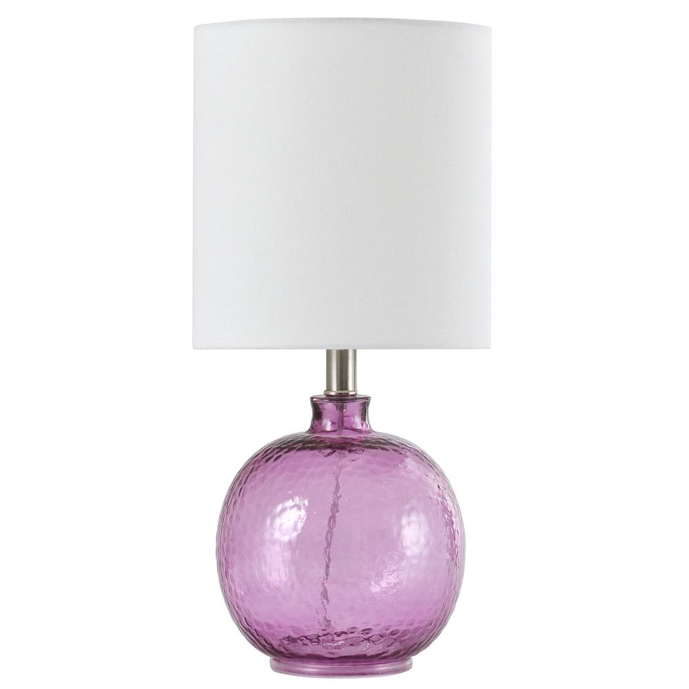 Stylecraft 20 In Bright Purple Table Lamp With White Hardback Fabric Shade Home Depot Havenly White Hardback Fabric Shade, Mauve Table Lamp Shade