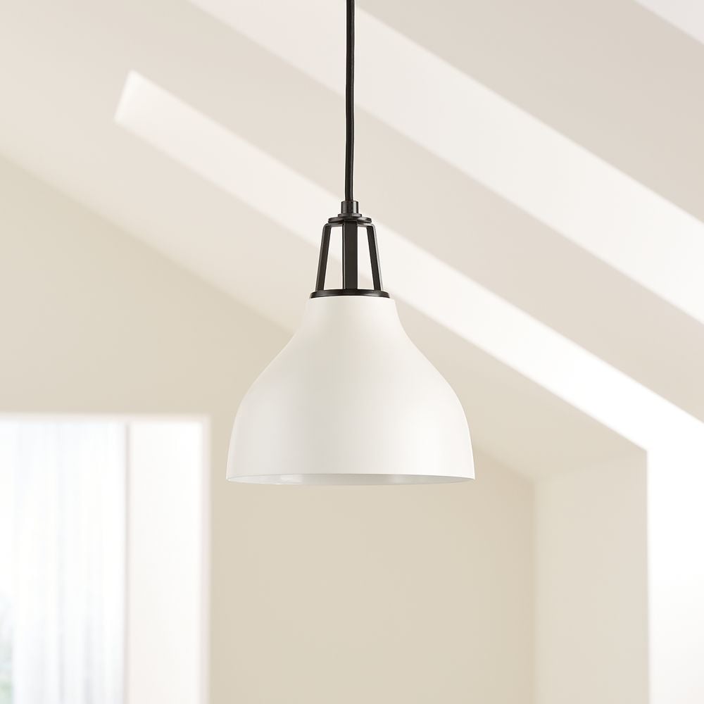 Maddox White Bell Small Pendant Light with Black Socket - Crate and ...