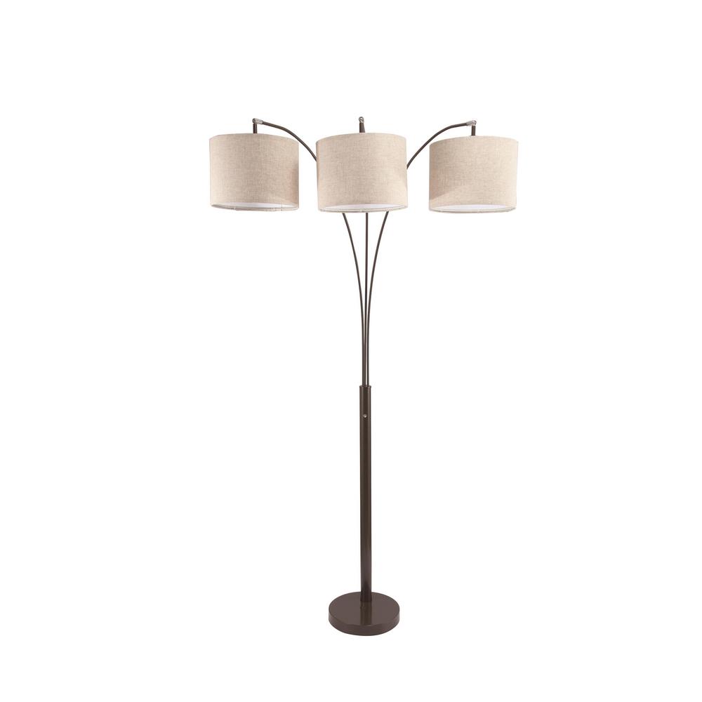 Ore International Novalit 84 In Espresso 3 Arc Floor Lamp With Off White Linen Shade Home Depot Havenly Espresso 3 Arc Floor Lamp, 3 Shade Floor Lamp