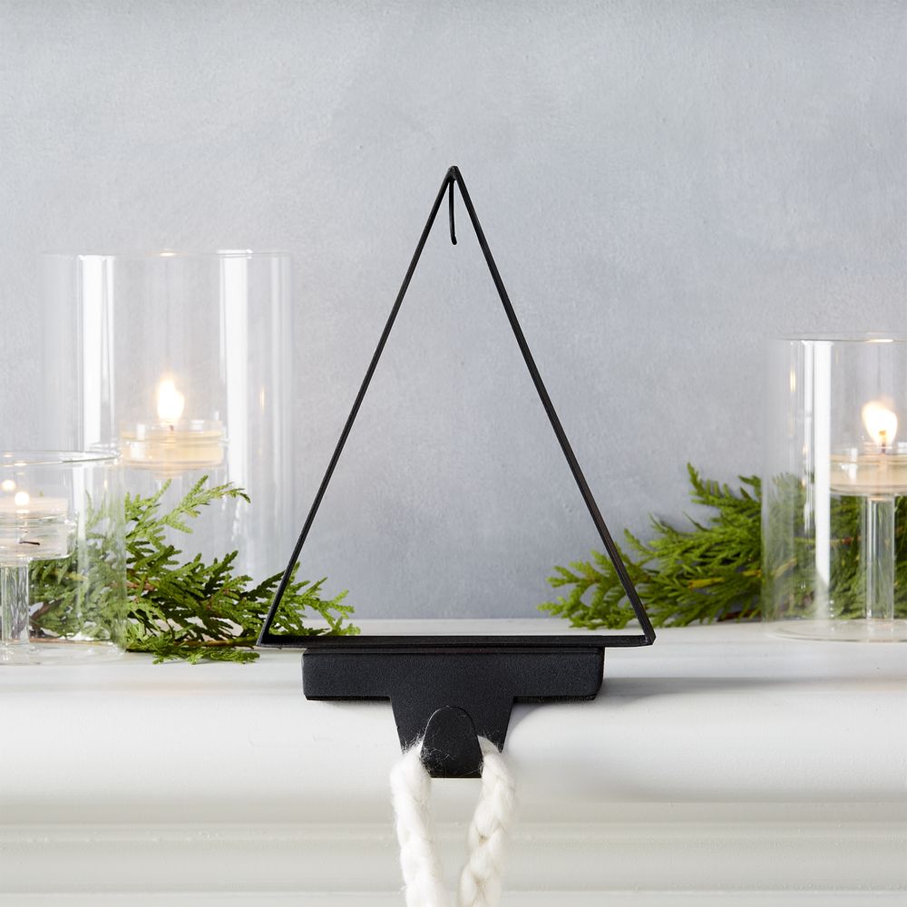 Chalet Zinc Christmas Tree Ornament Stocking Holder Crate and Barrel Havenly