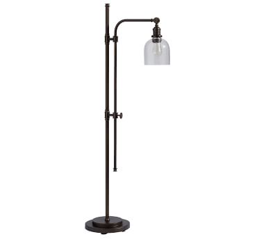 Pb Classic Textured Glass Articulating, Flynn Recycled Glass Floor Lamp Bronze