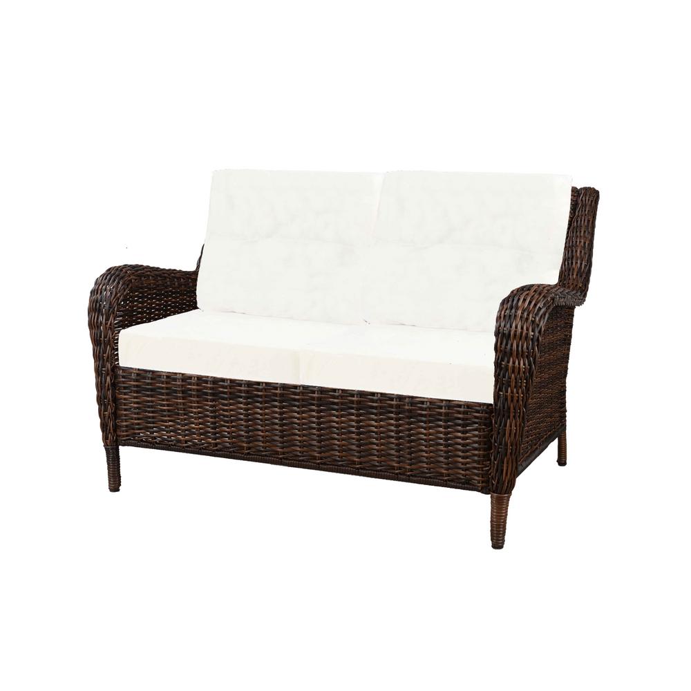 Hampton Bay Cambridge Brown Resin Wicker Outdoor Loveseat with Bare