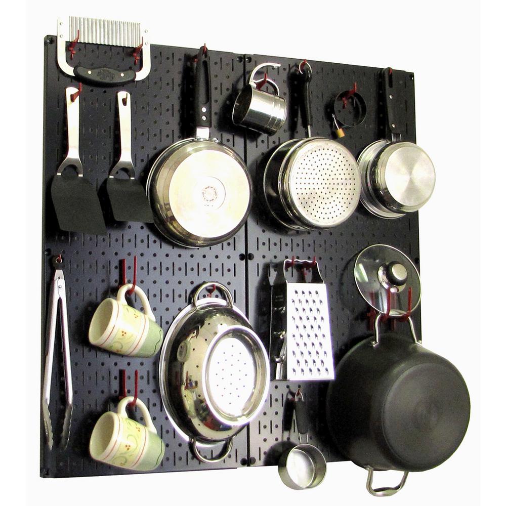 Kitchen Pegboard 32 in. x 32 in. Metal Peg Board Pantry Organizer