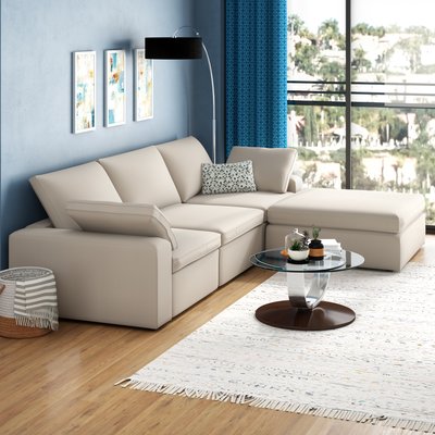 Trask Right Hand Facing Reversible Sectional with Ottoman