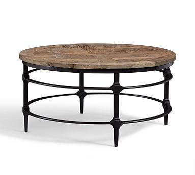 Parquet Reclaimed Wood Round Coffee, Round Barn Wood Coffee Table