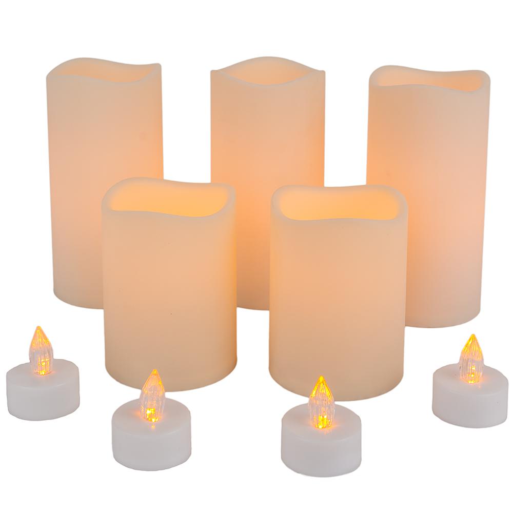 Gerson Battery Operated Bisque Color LED Resin Candle Set (9Piece