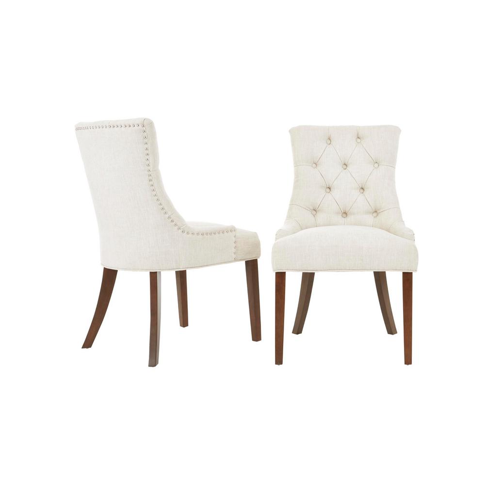 StyleWell Bakerford Walnut Finish Upholstered Dining Chair with Biscuit
