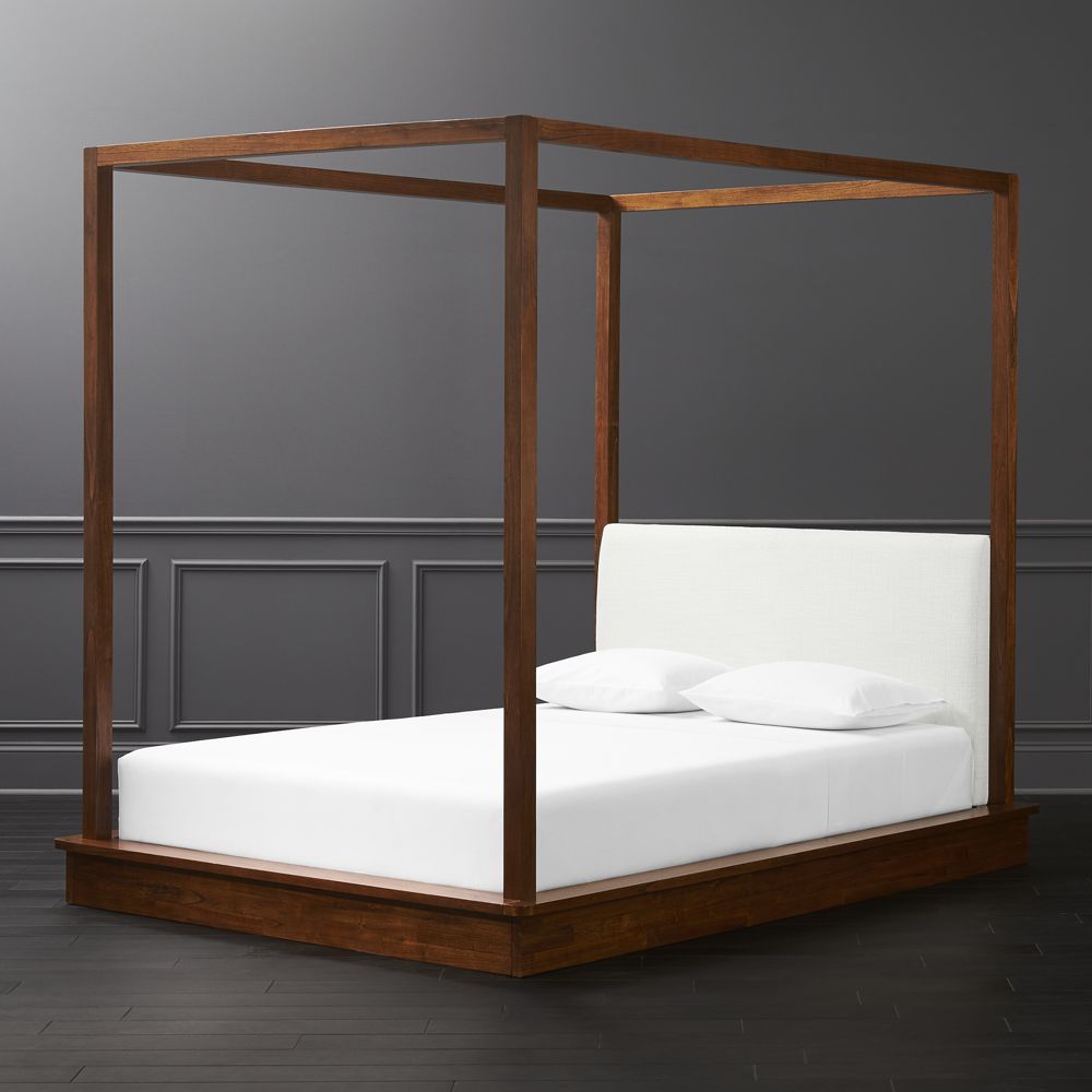 Bali Wood Canopy Bed Queen CB2 Havenly