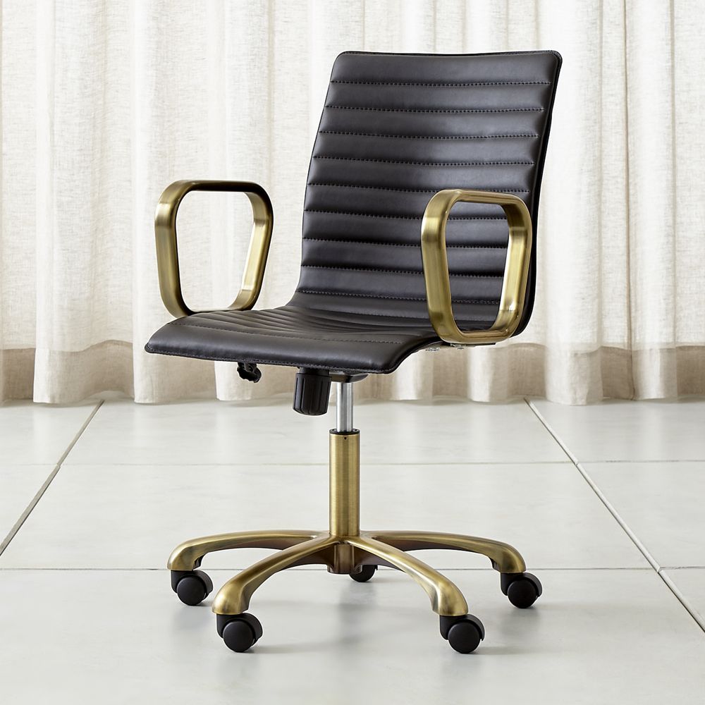 ripple black leather office chair with chrome base