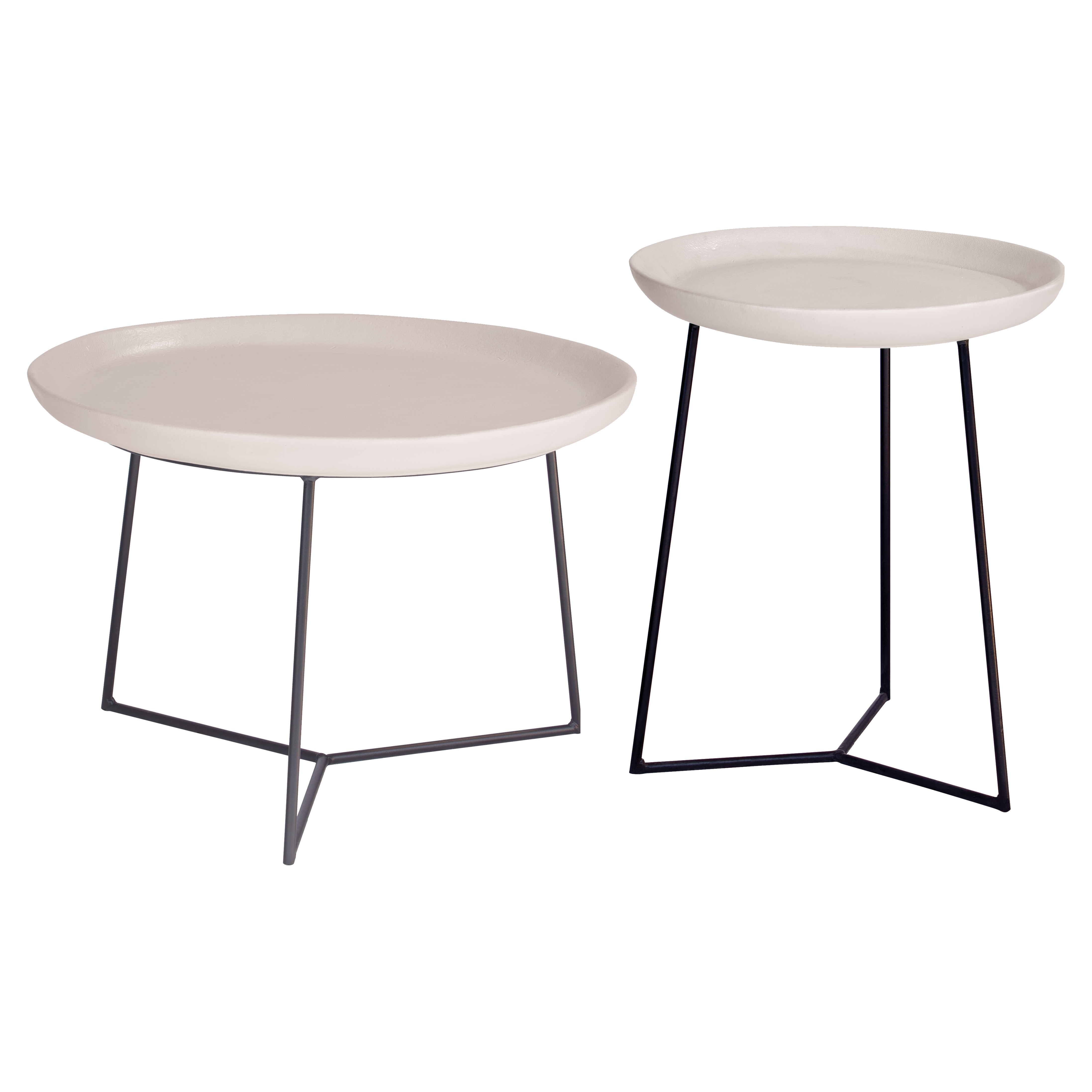 Kate Modern Round White Ceramic Top Metal Outdoor Side End Table