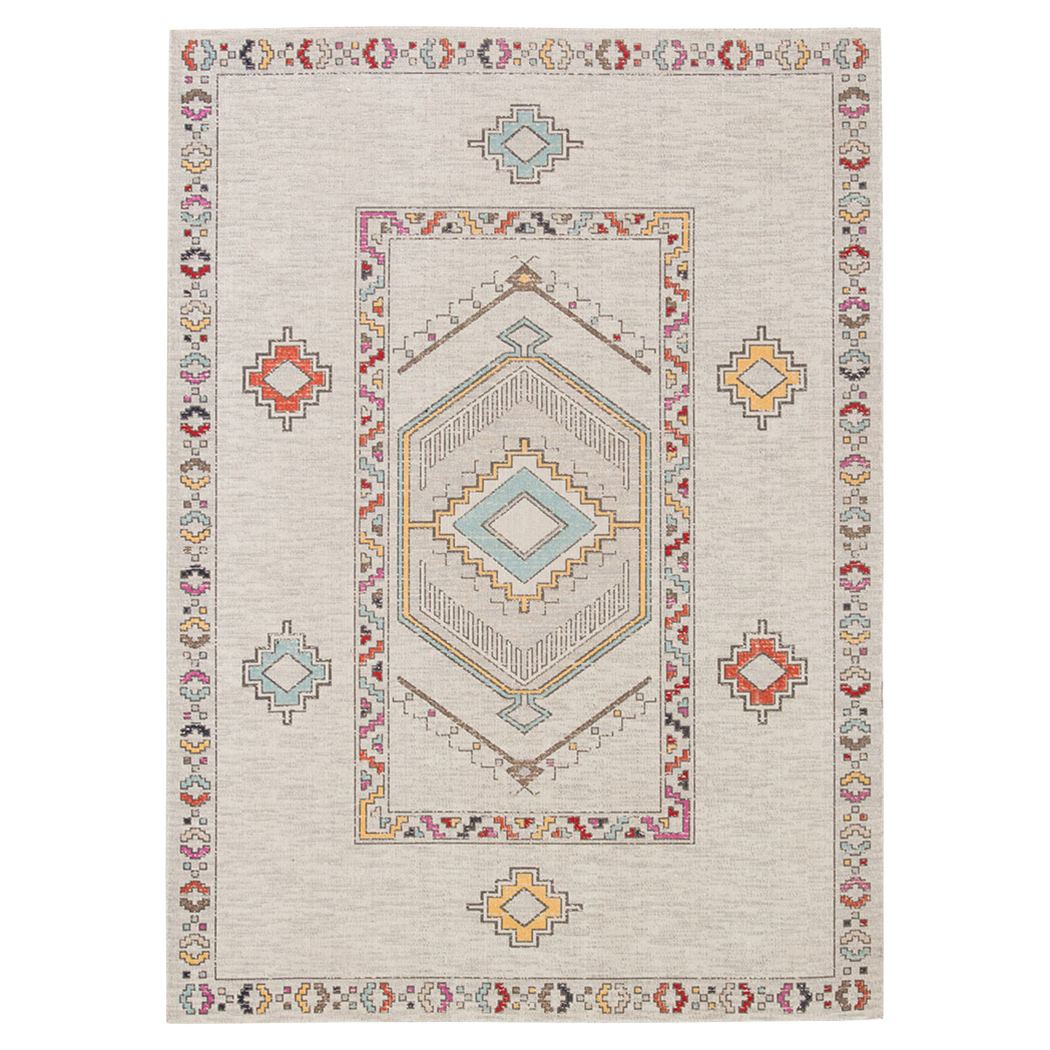 Kahl Modern Classic Grey Red Medallion Outdoor Rug - 8 ...