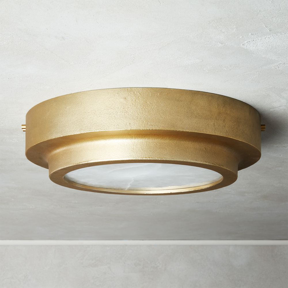 Nina Alabaster Brass Flush Mount Light Large