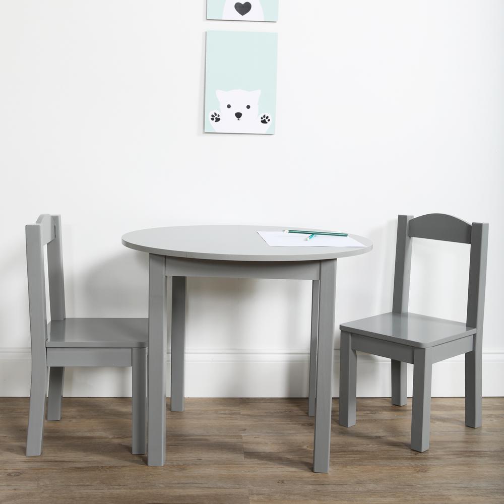 Inspire 3 Piece Grey Kids Round Table And Chair Set Home Depot