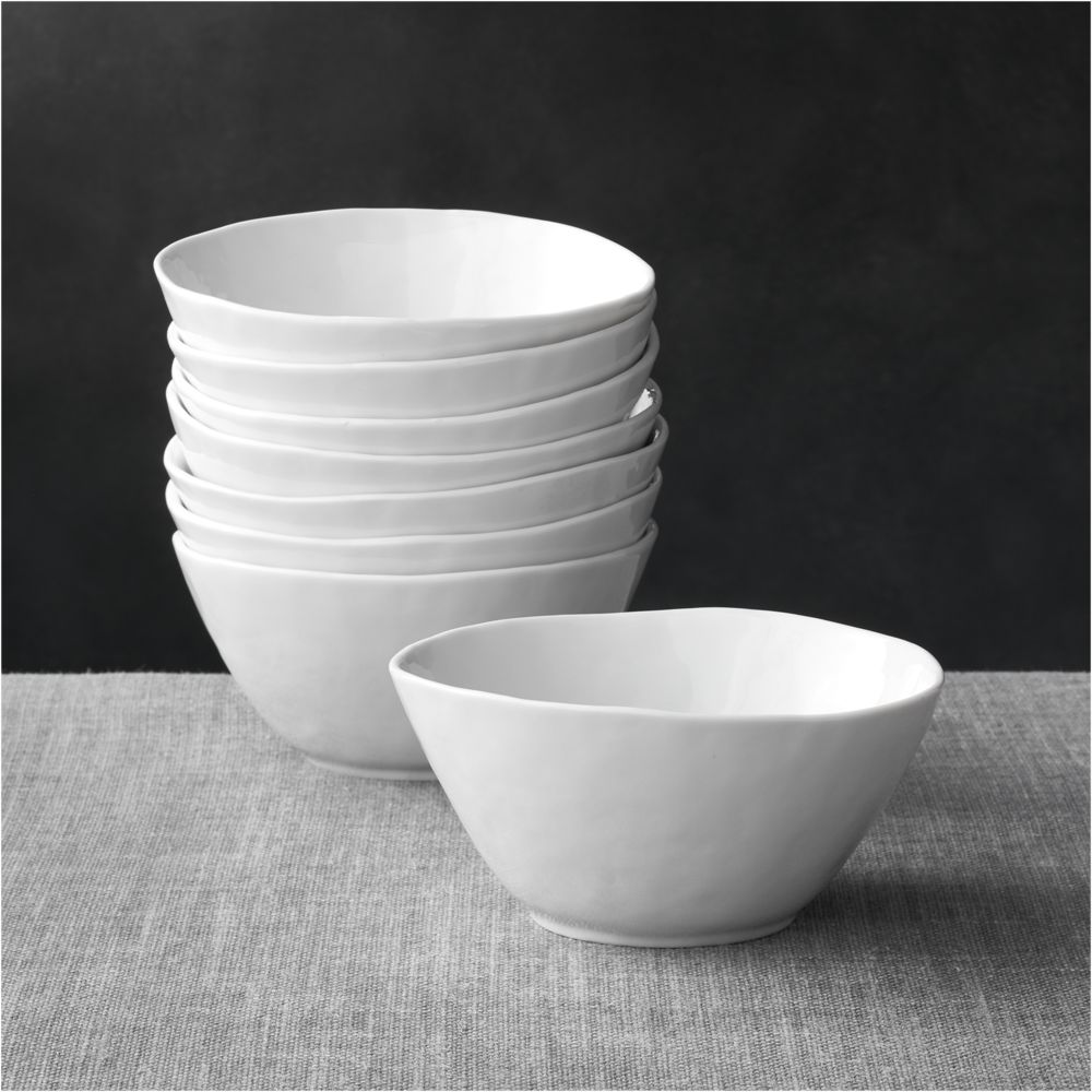 Mercer White Porcelain Cereal Bowls, Set of 8 Crate and Barrel Havenly