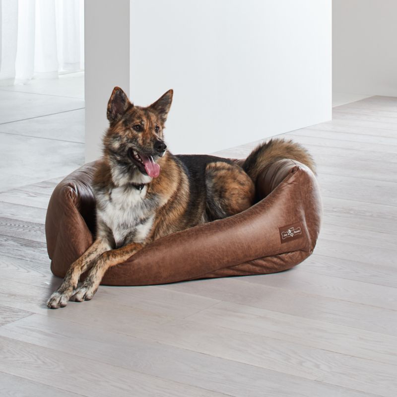 Napper Faux Leather Vintage Large Dog Bed Crate and Barrel