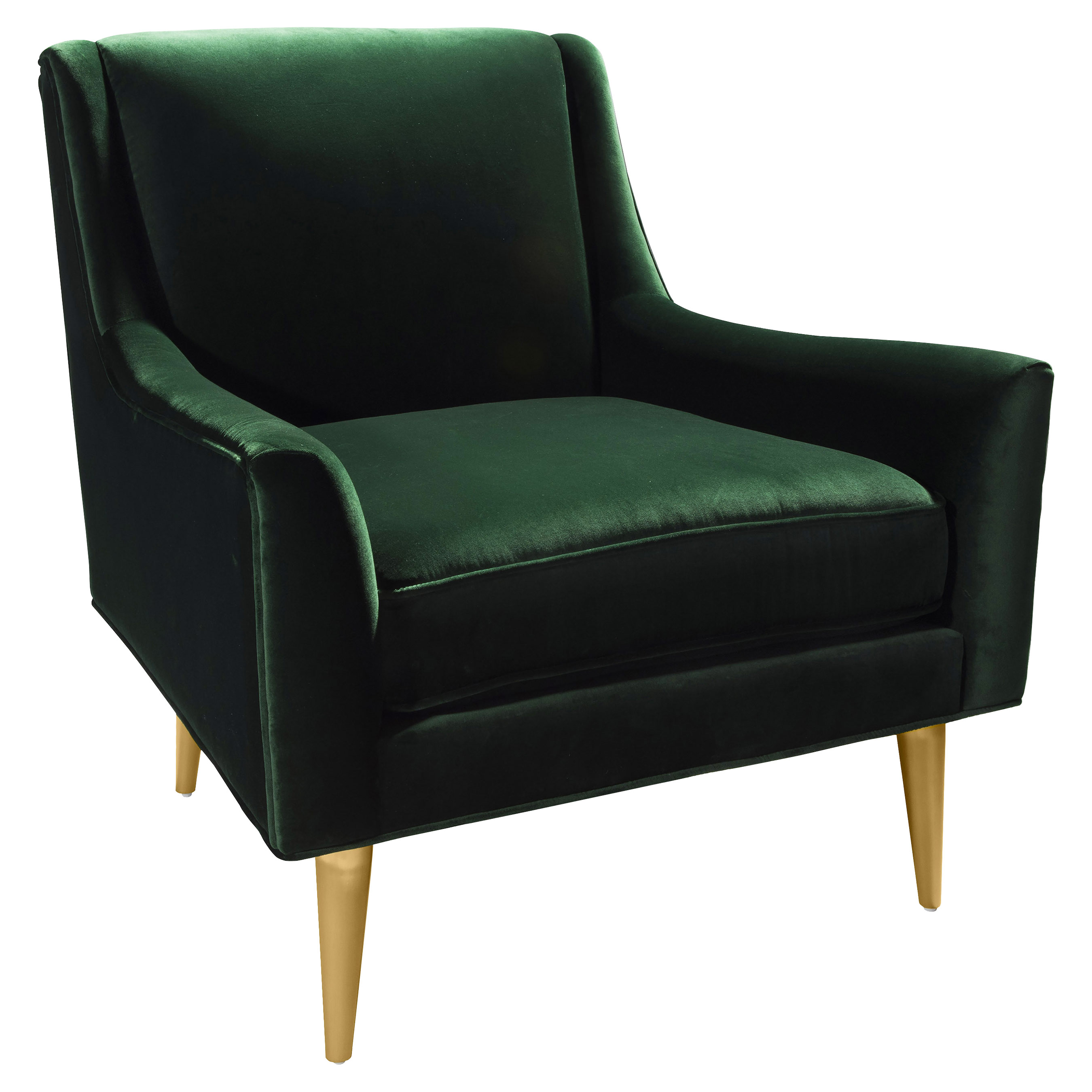 Austin Modern Classic Green Velvet Brass Base Arm Chair Kathy Kuo