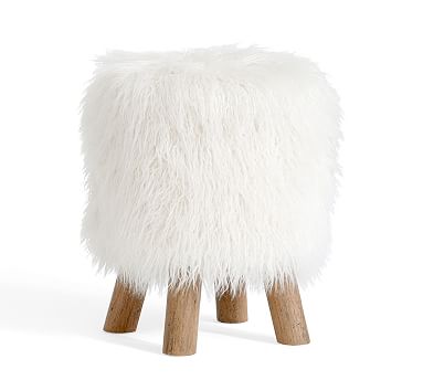 White faux fur discount stool