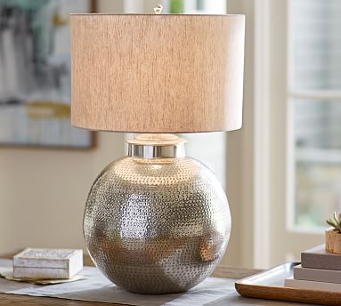 Nori Hammered Table Lamp Base - Antique Silver