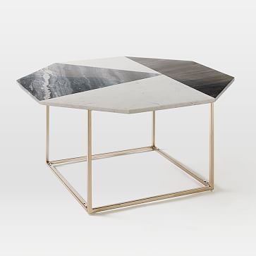 west elm marquetry marble coffee table