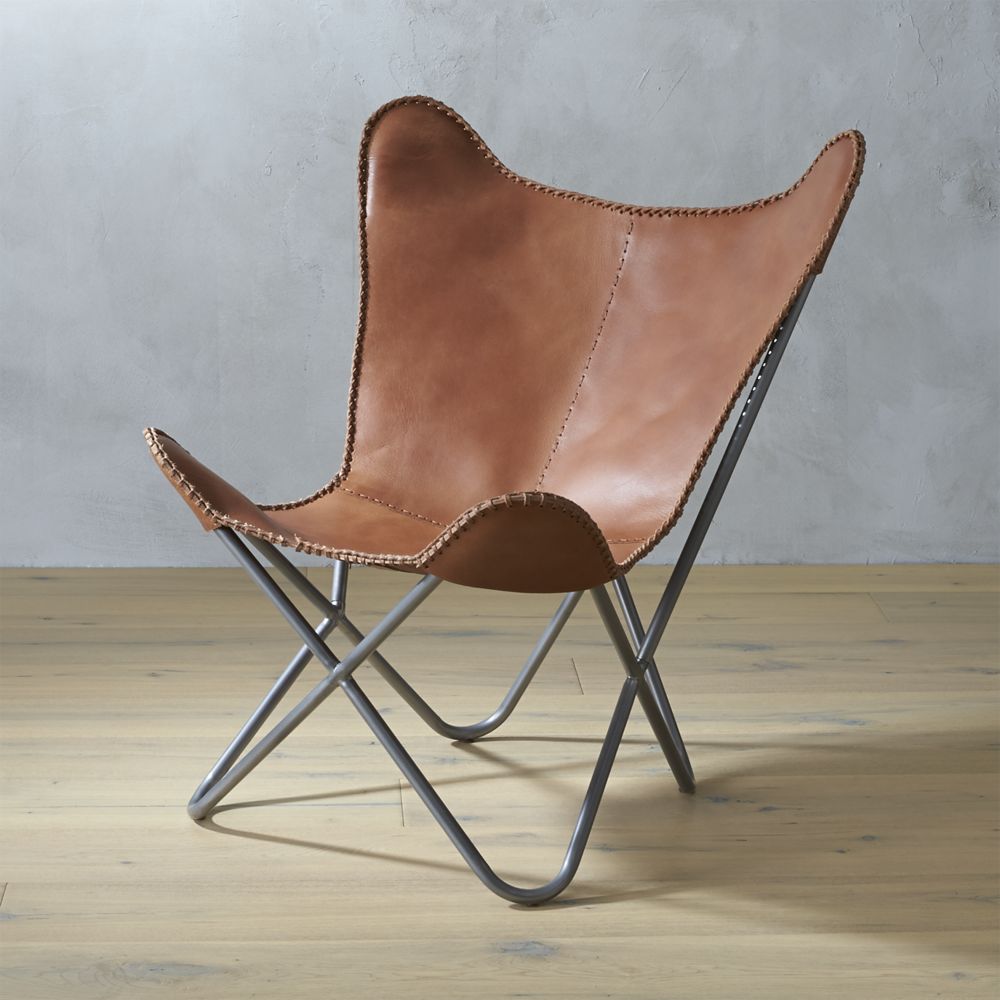 leather butterfly chair cb2