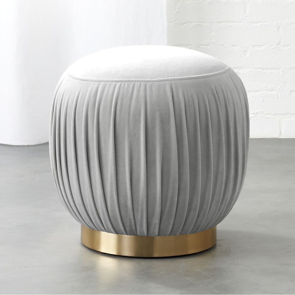 PLEATED GREY OTTOMANSTOOL CB2