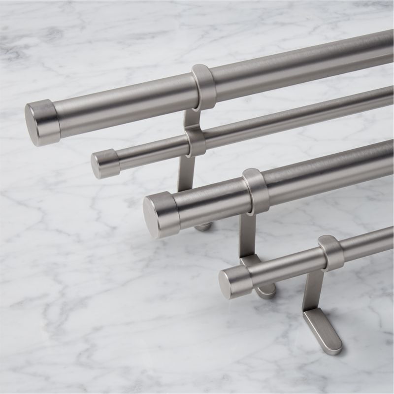 "brushed aluminum curtain rod set 28""48""x1.25""dia." CB2