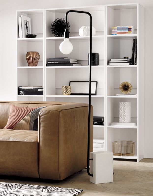 Getaway Wide Bookcase Cb2 Havenly, Cb2 Lenyx Leather Sofa