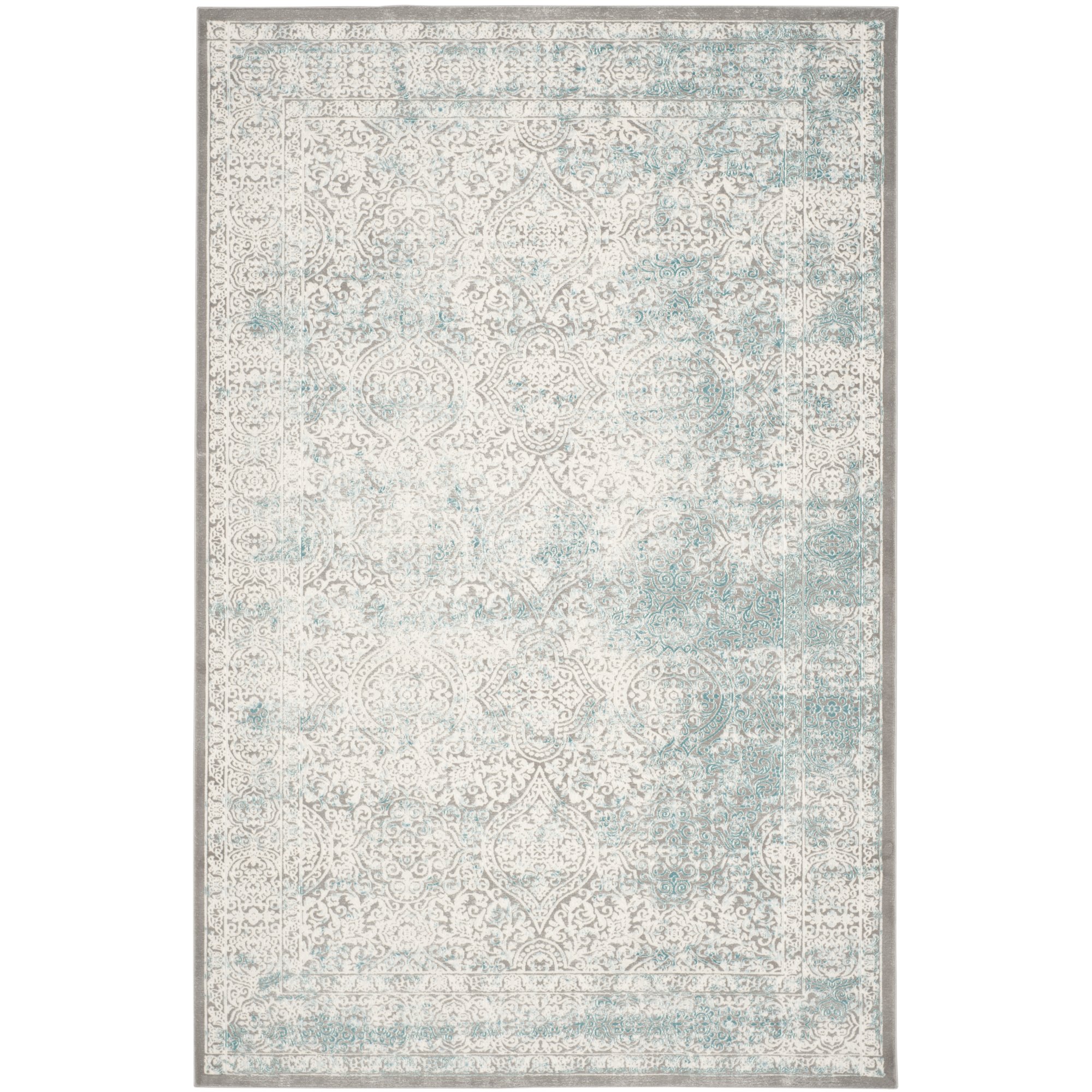 Auguste Teal ivory Area Rug by Wayfair